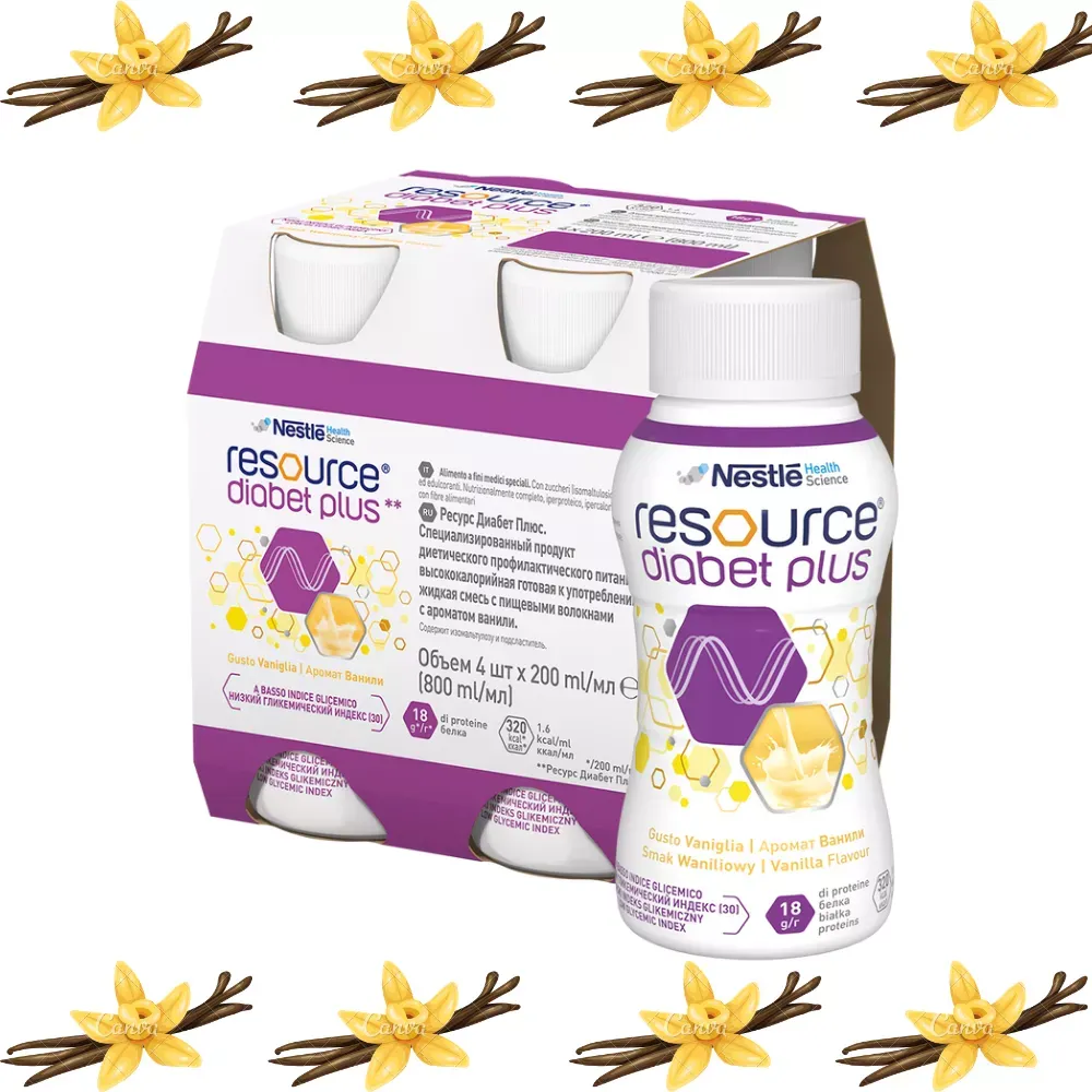 RESOURCE DIABET PLUS SMAK WANILIOWY 4x200 ml