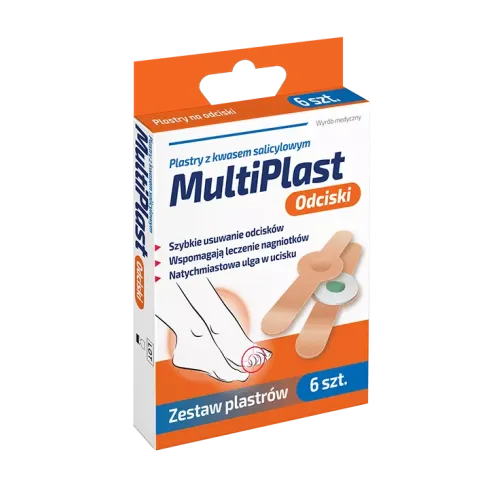 MULTIPLAST PLASTRY Z KWASEM SALICYLOWYM NA ODCISKI 6 sztuk