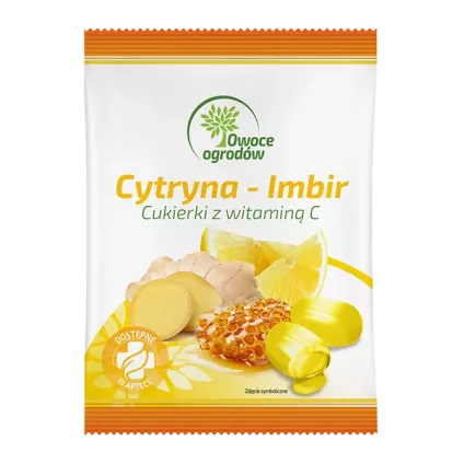 OWOCE OGRODÓW CYTRYNA-IMBIR ZIOŁOWE CUKIERKI Z WITAMINĄ C 50 g
