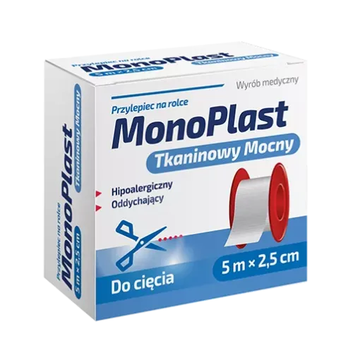 MONOPLAST PRZYLEPIEC TKANINOWY MOCNY 5 m x 2,5 cm