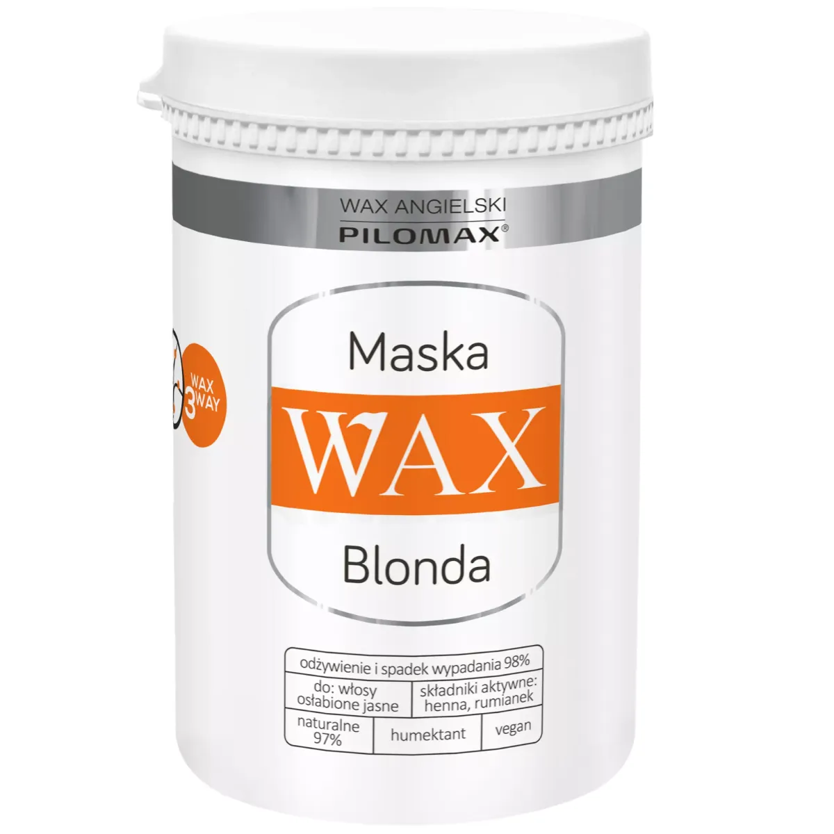 MASKA DO WŁOSÓW NIEFARBOWANYCH BLOND NAWILŻAJĄCA I NA WYPADANIE WAX BLONDA 480 ml