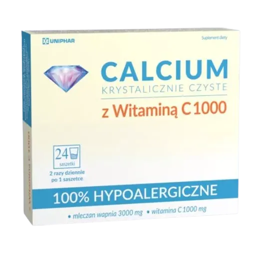 CALCIUM KRYSTALICZNE CZYSTE: Z WITAMINĄ C1000 24 saszetki