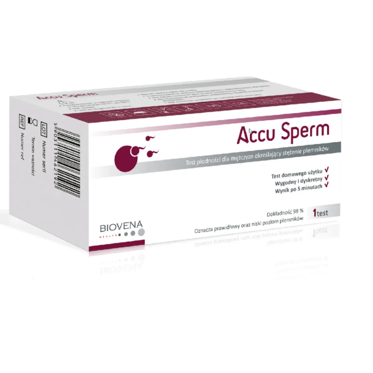 ACCU SPERM TEST PŁODNOŚCI DLA MĘŻCZYZN OKREŚLAJĄCY STĘŻENIE PLEMNIKÓW 1 zestaw