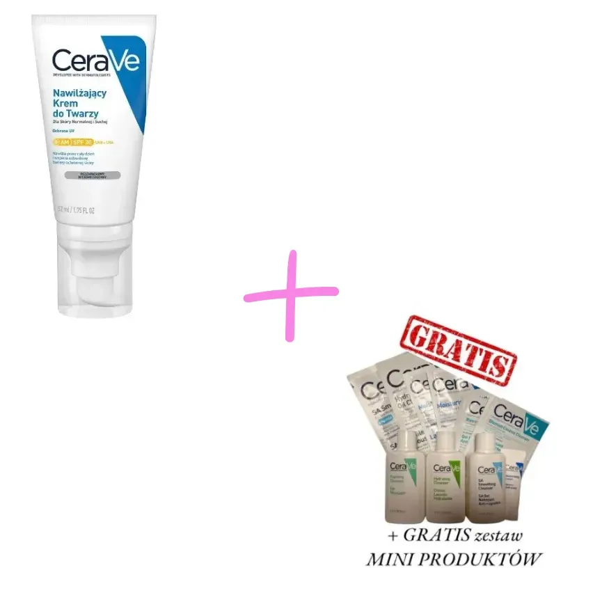 CERAVE NAWILŻAJĄCY KREM DO TWARZY SPF 30 DLA SKÓRY NORMALNEJ I SUCHEJ 52 ml + GRATIS ZESTAW MINI PRODUKTÓW