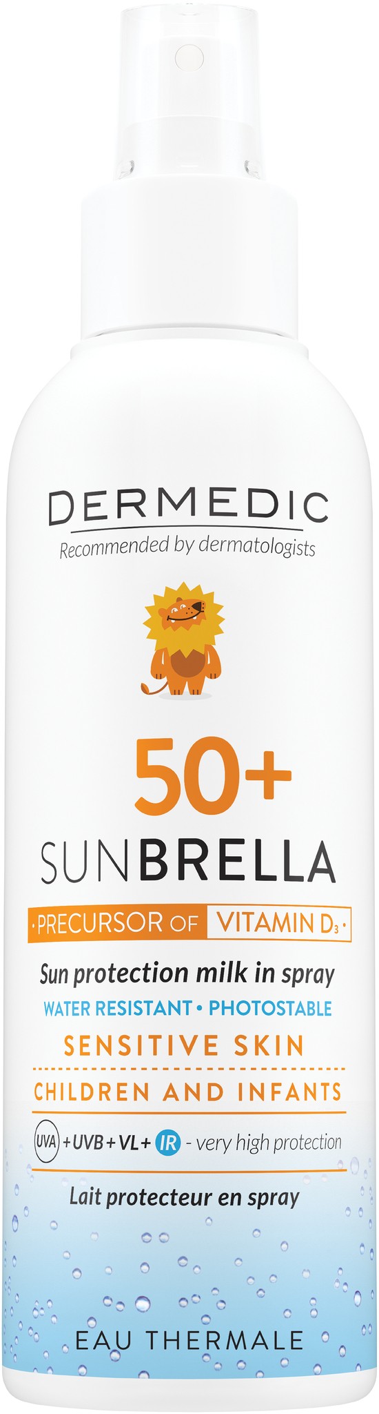 DERMEDIC SUNBRELLA  MLECZKO OCHRONNE W SPRAYU SPF 50+, VL, IR OD 6. MIESIĄCA ŻYCIA 150 ml