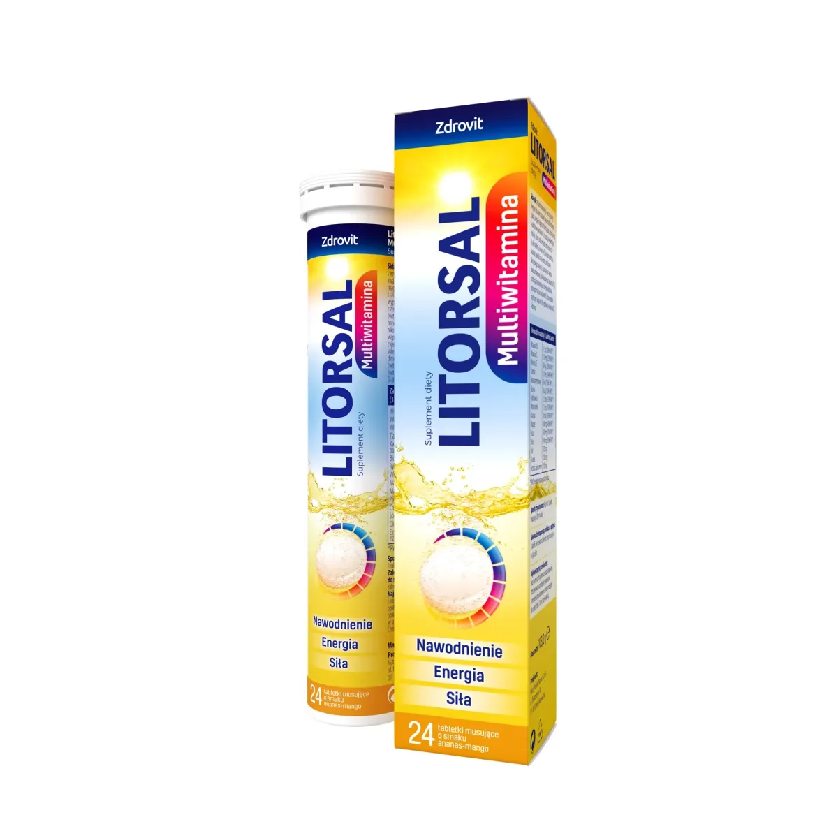 LITORSAL MULTIWITAMINA: 24 tabletki musujące o smaku ananas-mango