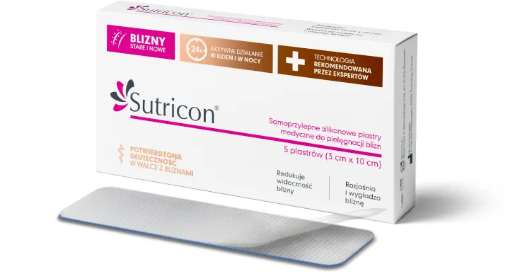 SUTRICON SILIKONOWE PLASTRY NA BLIZNY 3x10 cm 5 sztuk