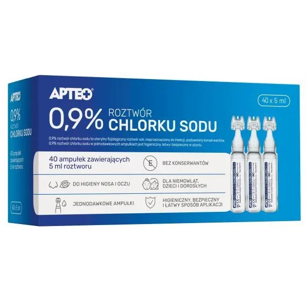 0,9% ROZTWÓR CHLORKU SODU 40 ampułek APTEO