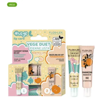 FLOSLEK vege lip care VEGE DUET Piękne usta (Cukrowy scrub + wazelinka)