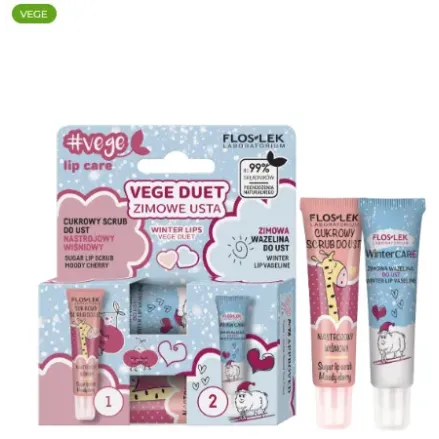 FLOSLEK vege lip care VEGE DUET Zimowe Usta (Cukrowy scrub + wazelinka)
