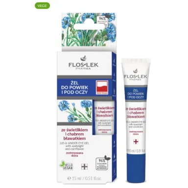 FLOSLEK Żel do powiek i pod oczy ze świetlikiem i chabrem bławatkiem 15 ml