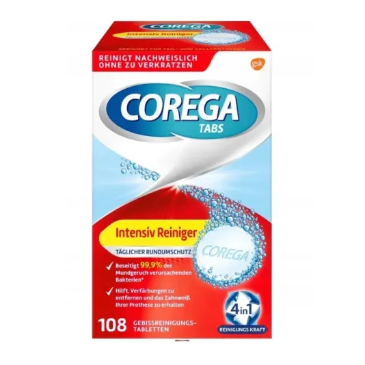 COREGA INTENSIV 4w1 TABLETKI DO CZYSZCZENIA PROTEZ 108 tabletek