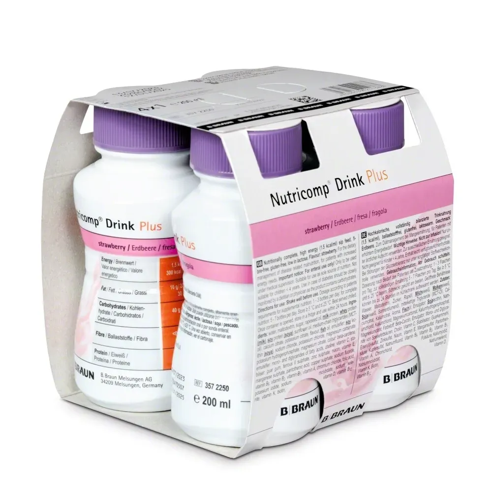 NUTRICOMP DRINK PLUS 4 x 200 ml smak truskawkowy