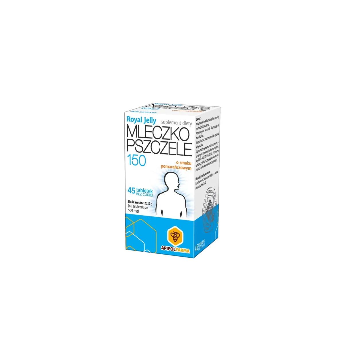 MLECZKO PSZCZELE ROYAL JELLY 150 45 tabletek bez cukru o smaku pomarańczowym