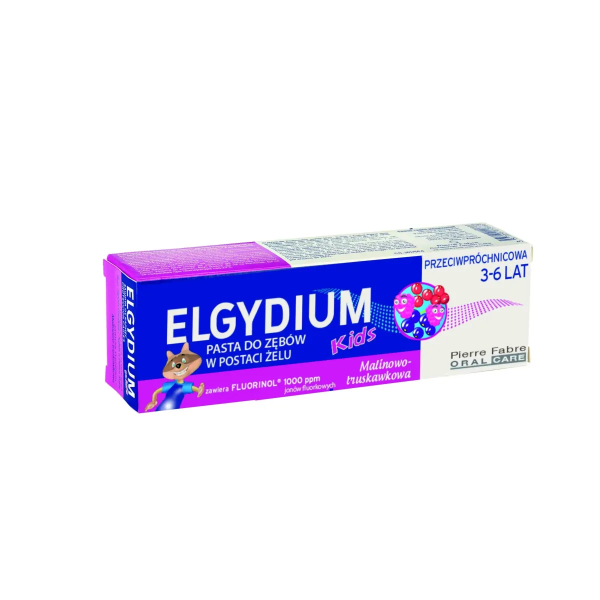 ELGYDIUM KIDS PASTA DO ZĘBÓW W POSTACI ŻELU DLA DZIECI OD 3 DO 6 LAT 50 ml smak malina-truskawka