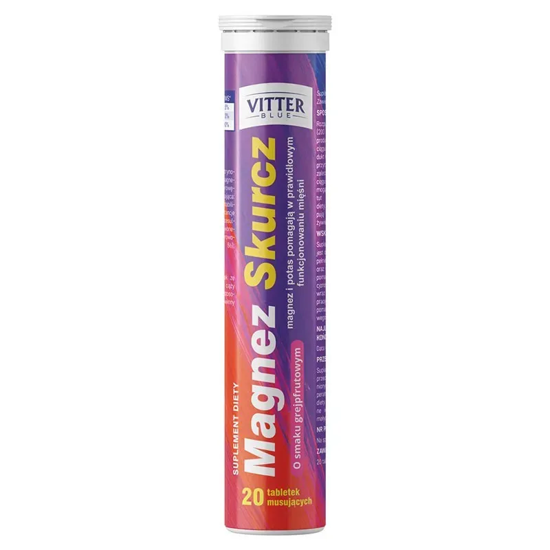 VITTER BLUE MAGNEZ SKURCZ 20 tabletek musujących o smaku grejpfrutowym