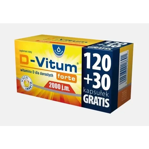 D-VITUM FORTE 2000 j.m. 150 kapsułek (120 + 30 kapsułek)