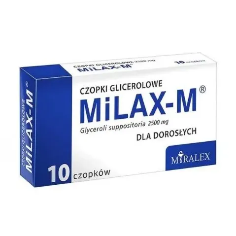 CZOPKI GLICERYNOWE MILAX-M 2,5 g DLA DOROSŁYCH 10 czopków