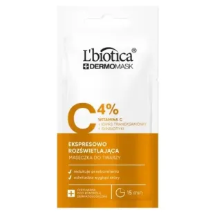 L'BIOTICA DERMOMASK EKSPRESOWO ROZŚWIETLAJĄCA MASECZKA DO TWARZY Z WITAMINĄ C 8 ml