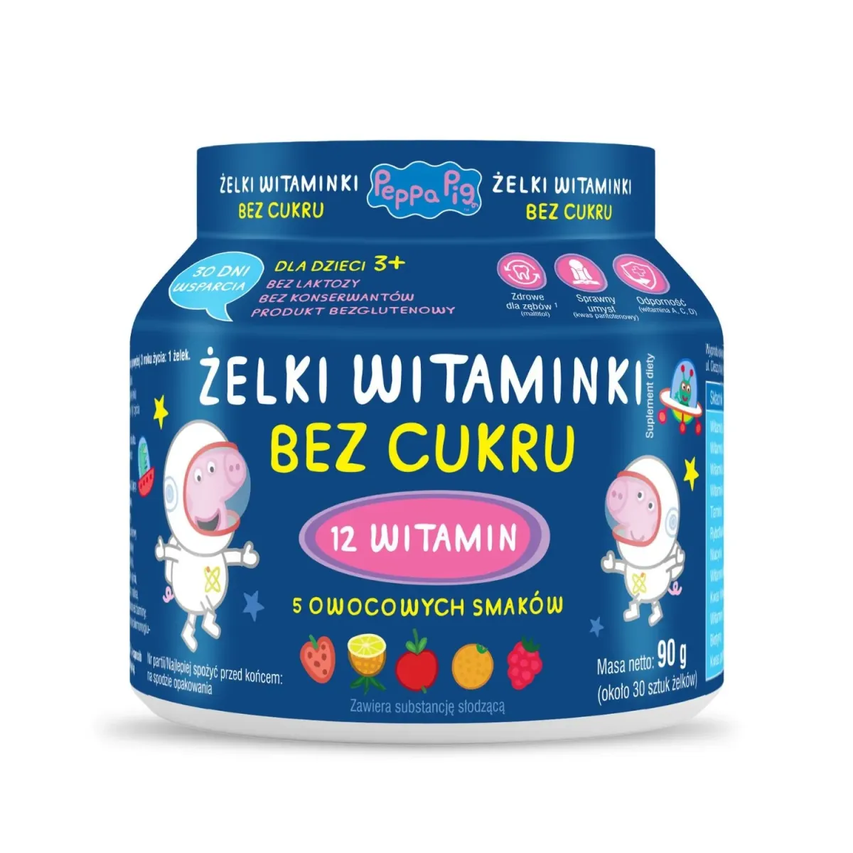 ŻELKI WITAMINKI BEZ CUKRU PEPPA PIG ok. 30 żelków (90 g)
