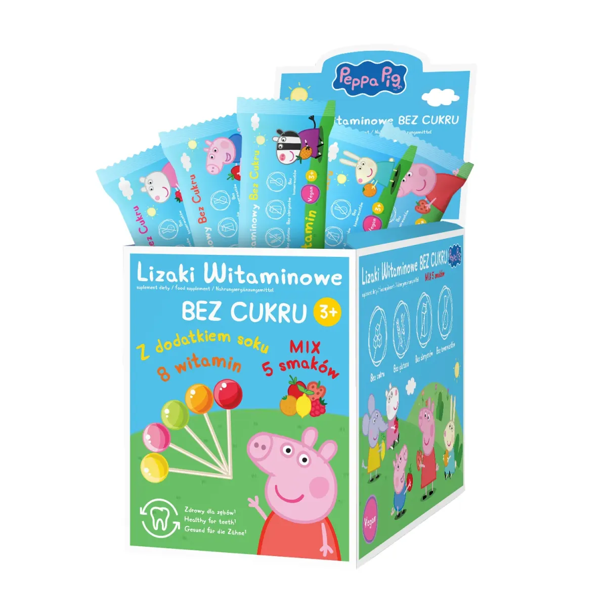 LIZAKI WITAMINOWE BEZ CUKRU PEPPA PIG MIX 50 sztuk
