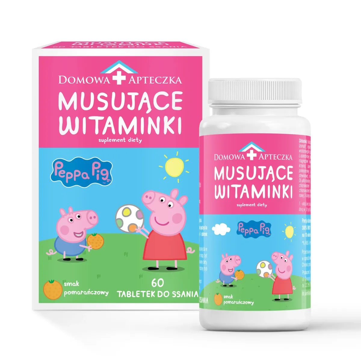 MUSUJĄCE WITAMINKI PEPPA PIG 60 tabletek do ssania o smaku pomarańczowym