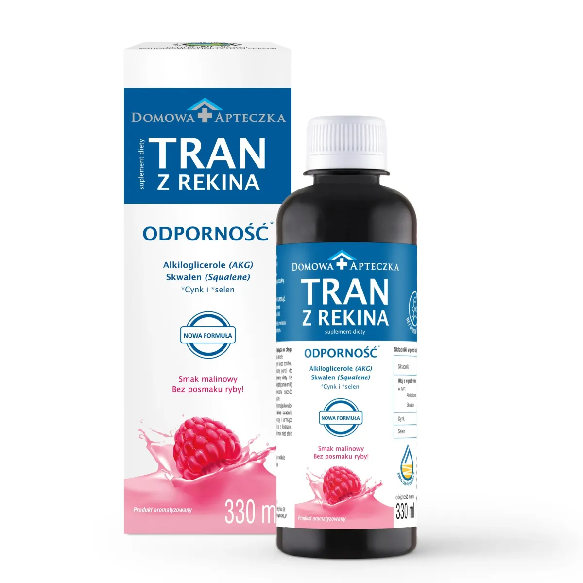 TRAN Z REKINA O SMAKU MALINOWYM 330 ml