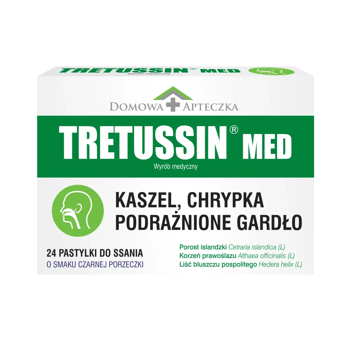 TRETUSSIN MED PASTYLKI DO SSANIA 24 pastylki do ssania o smaku czarnej porzeczki