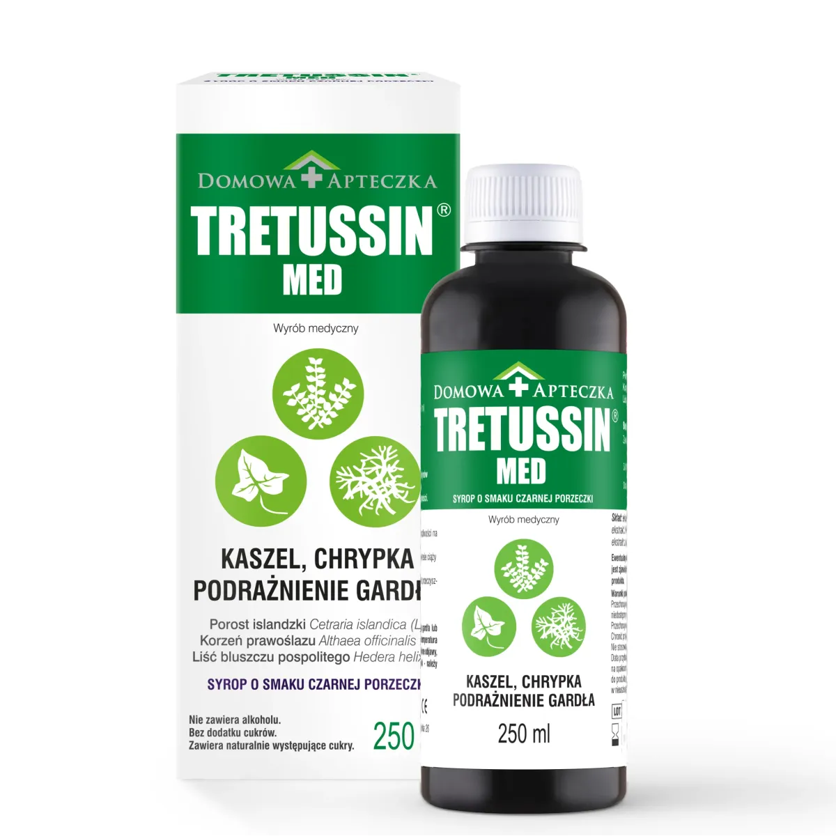 TRETUSSIN MED SYROP O SMAKU CZARNEJ PORZECZKI 250 ml