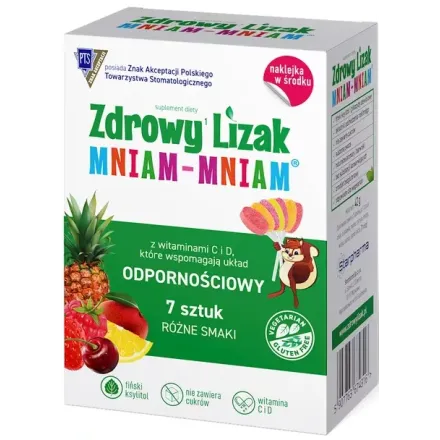 ZDROWY LIZAK MNIAM-MNIAM ODPORNOŚCIOWY RÓŻNE SMAKI 7 lizaków