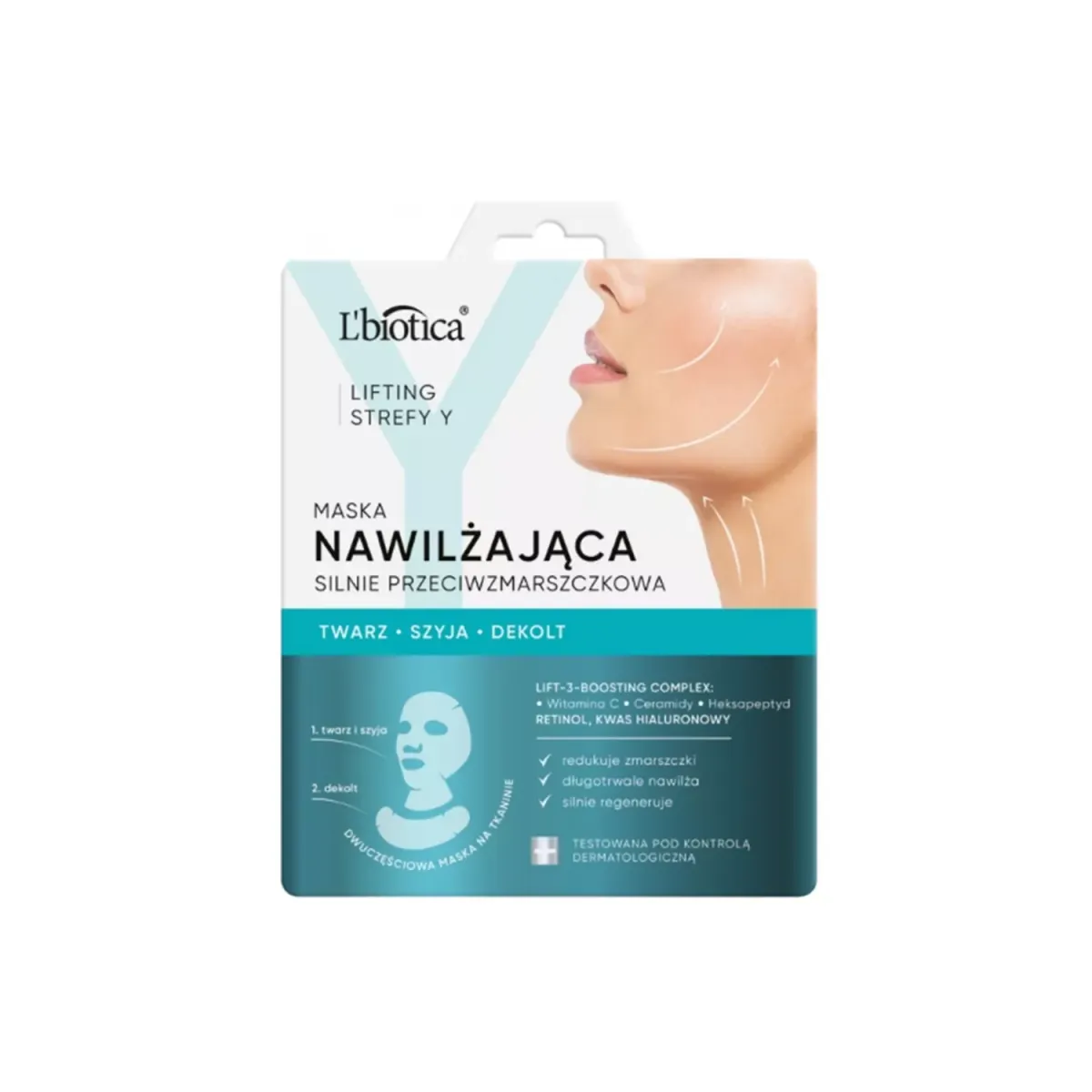 L'BIOTICA LIFTING STREFY Y NAWILŻAJĄCA MASKA DO TWARZY SILNIE PRZECIWZMARSZCZKOWA 1 sztuka