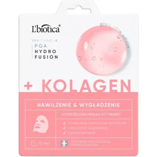 L'BIOTICA PGA HYDRO FUSION HYDROŻELOWA MASKA DO TWARZY Z KOLAGENEM 1 sztuka