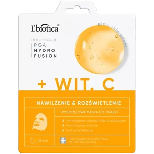 L'BIOTICA PGA HYDRO FUSION HYDROŻELOWA MASKA DO TWARZY Z WITAMINĄ C 1 sztuka