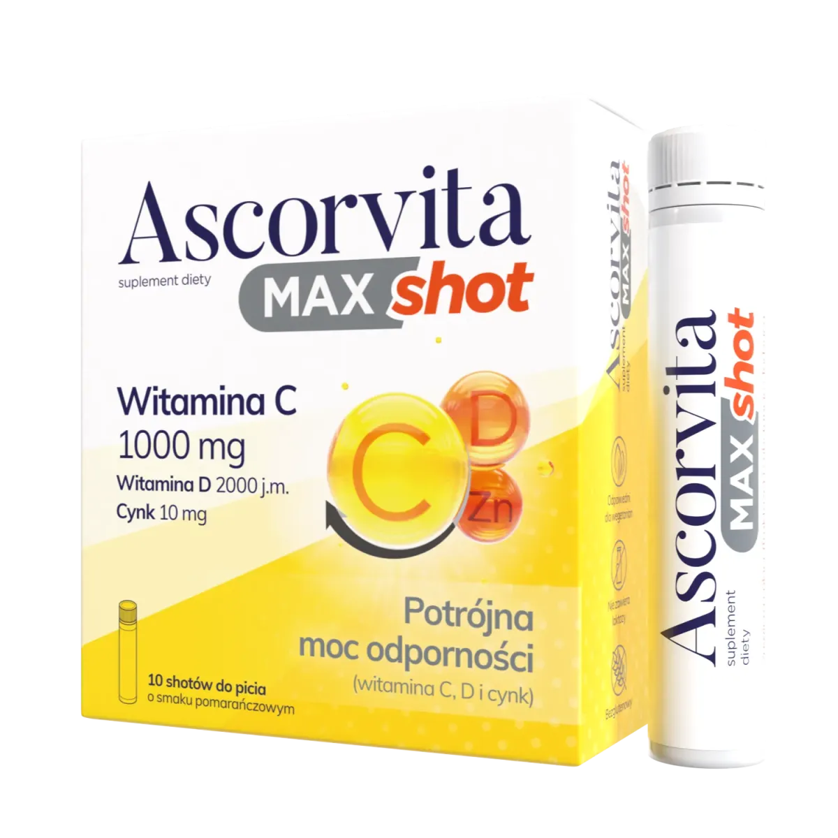 ASCORVITA MAX SHOT 10 shotów o smaku pomarańczowym (10 x 25 ml)