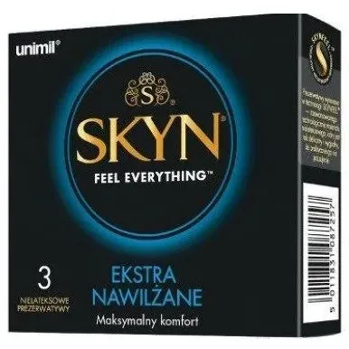 SKYN EXTRA NAWILŻANE PREZERWATYWY NIELATEKSOWE 3 sztuki