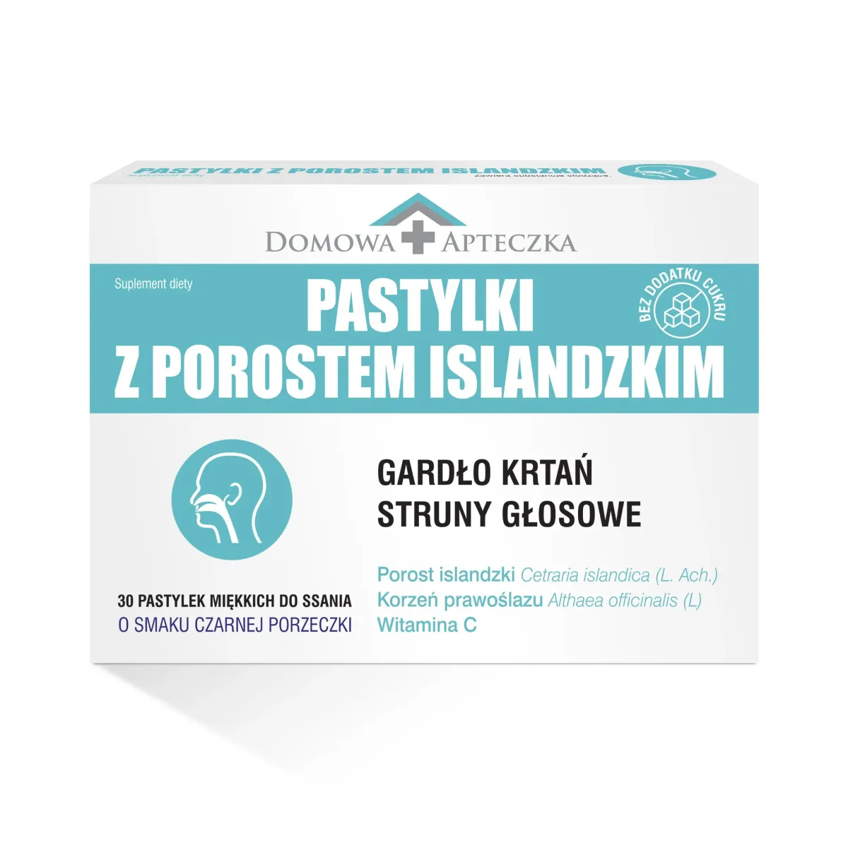 PASTYLKI Z POROSTEM ISLANDZKIM 30 pastylek do ssania o smaku czarnej porzeczki