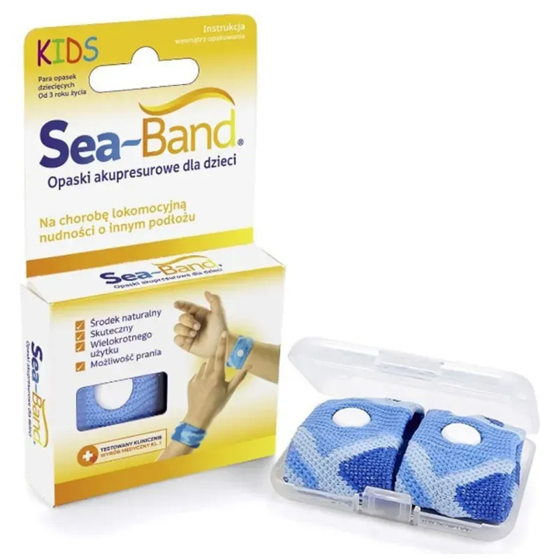 SEA-BAND KIDS OPASKA AKUPRESUROWA PRZECIW MDŁOŚCIOM DLA DZIECI - NIEBIESKA 2 sztuki