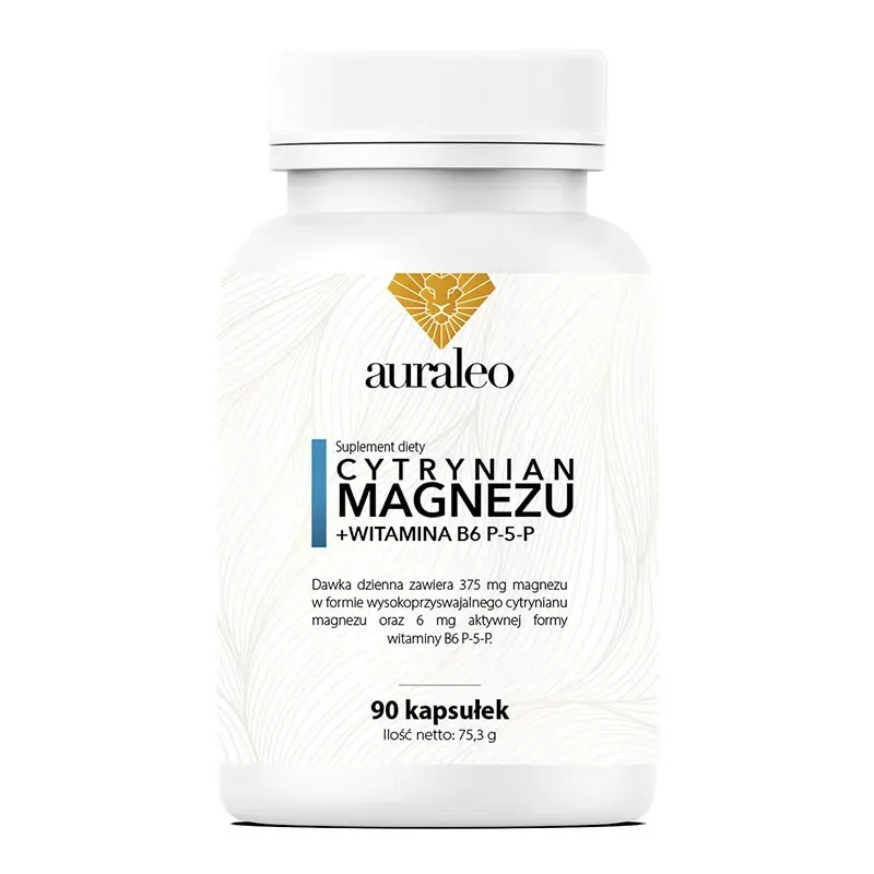 AURALEO CYTRYNIAN MAGNEZU + WITAMINA B6 P-5-P 90 kapsułek