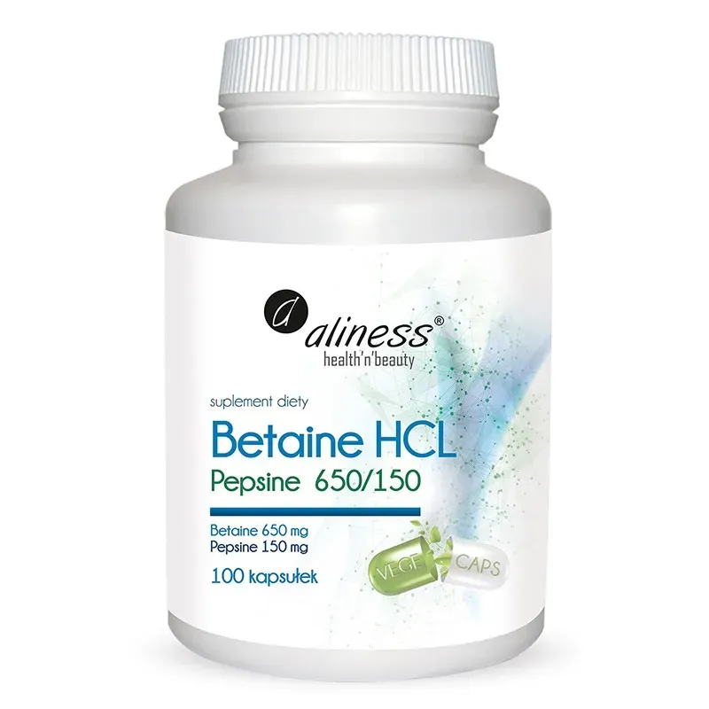 ALINESS BETAINA HCL + PEPSYNA 650/150 mg 100 kapsułek