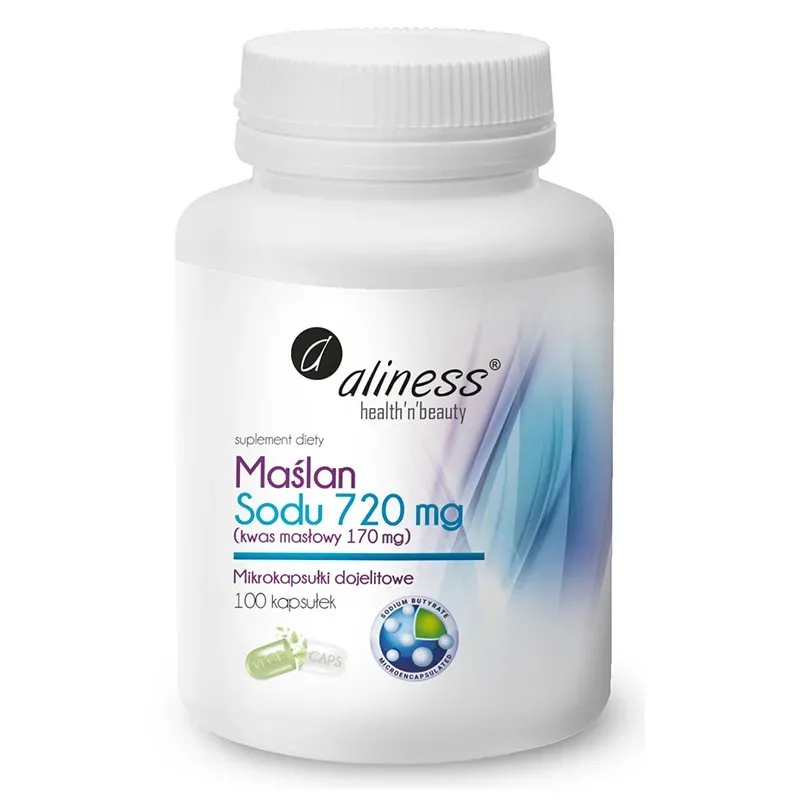 ALINESS MAŚLAN SODU 720 mg (KWAS MASŁOWY 170 mg) 100 kapsułek