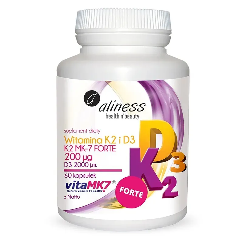 ALINESS WITAMINA K2 FORTE MK-7 200 µg Z NATTO + D3 60 kapsułek