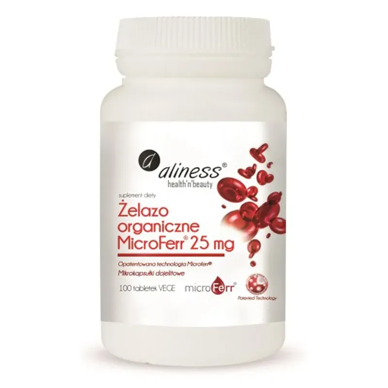 ALINESS ŻELAZO ORGANICZNE MICROFERR 25 mg 100 tabletek