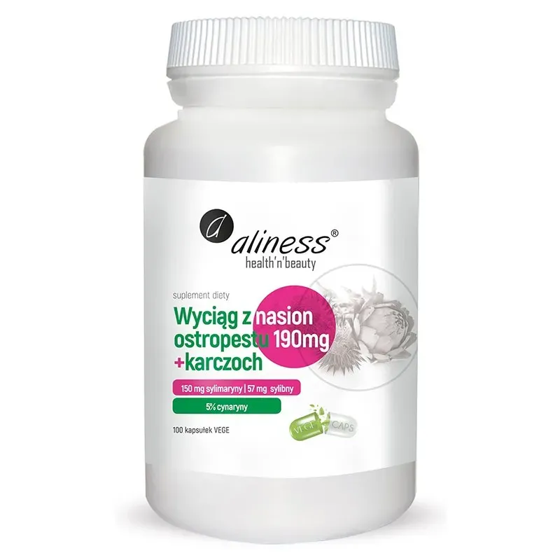 ALINESS WYCIĄG Z NASION OSTROPESTU 190 mg + KARCZOCH 100 kapsułek