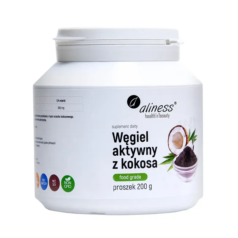 ALINESS WĘGIEL AKTYWNY Z KOKOSA FOOD GRADE 200 g
