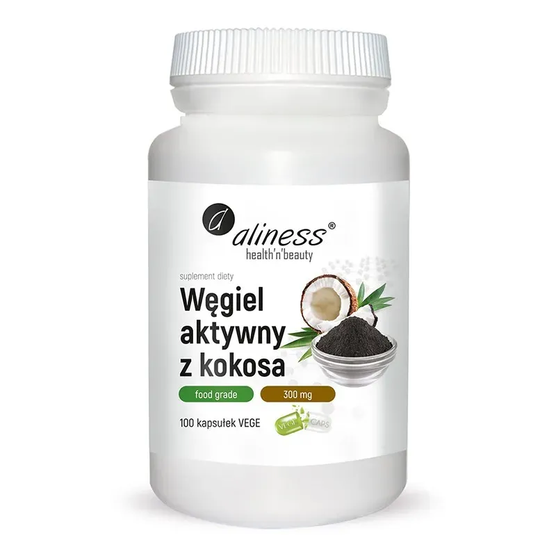 ALINESS WĘGIEL AKTYWNY Z KOKOSA FOOD GRADE 300 mg 100 kapsułek