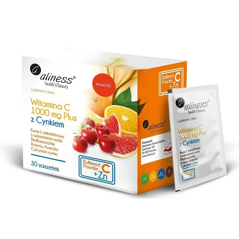 ALINESS WITAMINA C 1000 mg Z CYNKIEM PLUS BIOFLAWONOIDY, RUTYNA, ACEROLA 30 saszetek