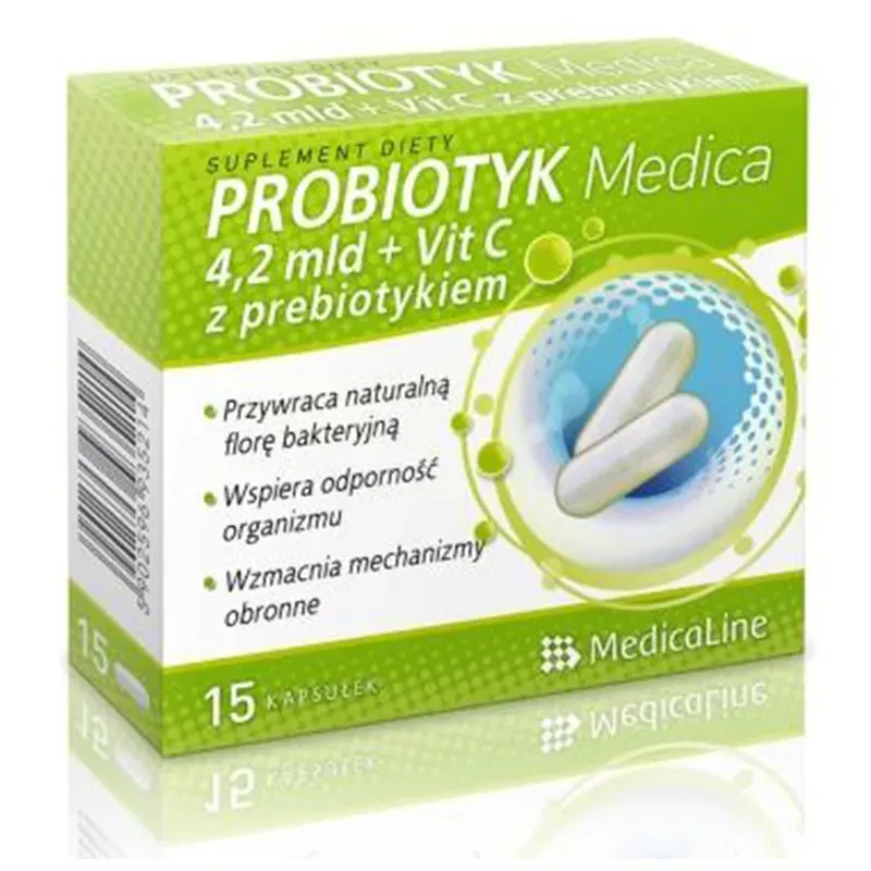 ALINESS PROBIOTYK MEDICA 4,2 mld + VIT C Z PREBIOTYKIEM 15 kapsułek
