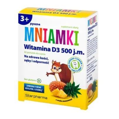 MNIAMKI WITAMINA D 500 j.m. o smaku ananasowym x 60 STARPHARMA