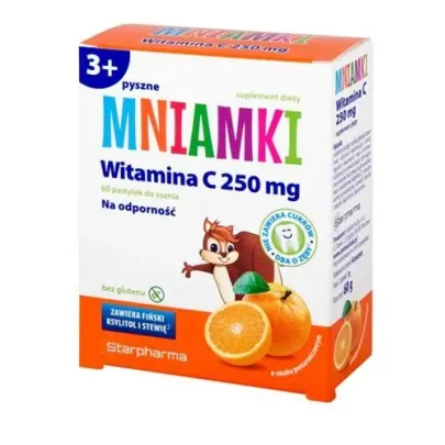 MNIAMKI WITAMINA C 250 mg o smaku pomarańczowym  x 60 STARPHARMA