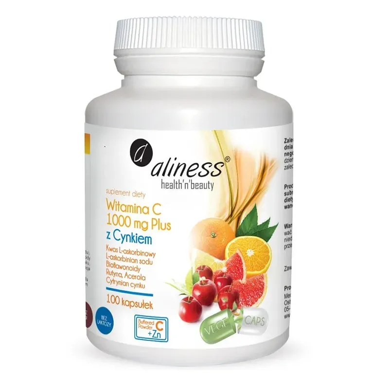 ALINESS WITAMINA C 1000 mg Z CYNKIEM PLUS BIOFLAWONOIDY, RUTYNA, ACEROLA 100 kapsułek